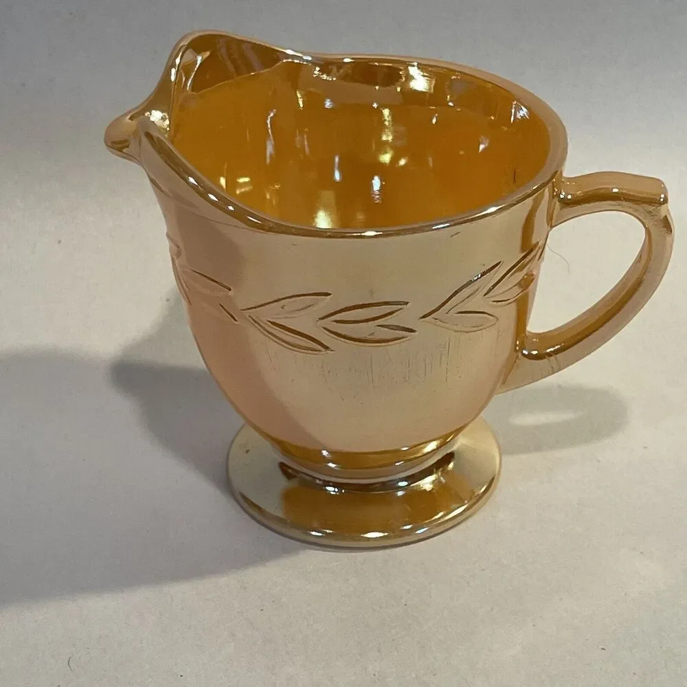 Anchor Hocking Fire King Peach Luster Laurel‎ Creamer Pitcher Vintage
